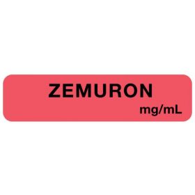 Anesthesia label, zemuron mg/ml, 1-1/4" x 5/16"