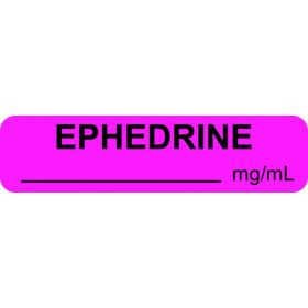 Anesthesia label, ephedrine mg/ml, 1-1/4" x 5/16"