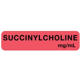 Anesthesia label, succinylcholine mg/ml, 1-1/4" x 5/16"