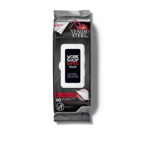 Venom Steel Workshop Wipes with Scrubbing Beads, 8" x 12" Cloths, 60 Wipes / Pack, VENWP60H