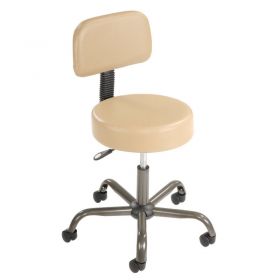Interion Antimicrobial Vinyl Medical Stool with Backrest, Beige