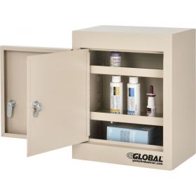 Global Industrial Small Narcotics Cabinet, Double Door/Double Lock, 12"W x 8"D x 15"H, Beige