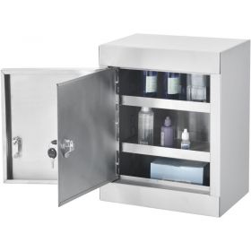 Global Industrial Stainless Steel Narcotics Cabinet W/Double Door/Double Lock, 12"Wx8"Dx15"H