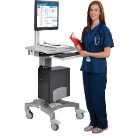 Global Industrial Mobile Standing Point of Care Medical Workstation / Computer PC Cart
