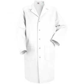 Red Kap Men's Lab Coat,White,Poly/Combed Cotton,Tall,L