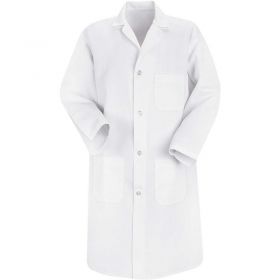 Red Kap  Men's Button-Front Lab Coat,White,Poly/Cotton,M