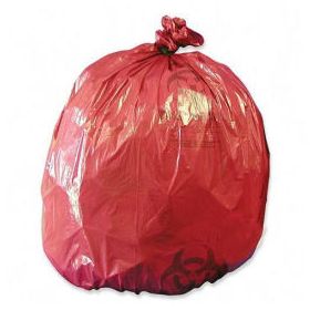 Medegen Red Biohazard Waste Disposable Bags,1.2 mil,10 Gallon,24" x 24",50/Box