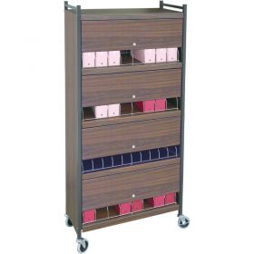 Omnimed Standard Vertical Cabinet Chart Rack with Locking Panel, 32 Binder Capacity, Beige