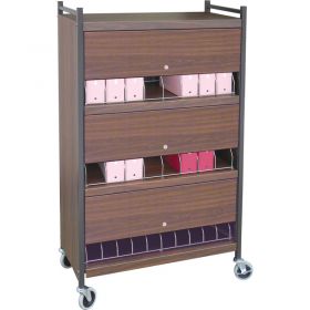 Omnimed Standard Vertical Cabinet Chart Rack with Locking Panel, 24 Binder Capacity, Woodgrain