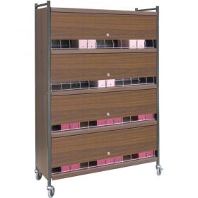 Omnimed Large Vertical Cabinet Chart Rack with Locking Panel, 48 Binder Capacity, Beige