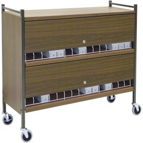 Omnimed Large Vertical Cabinet Chart Rack with Locking Panel, 30 Binder Capacity, Beige