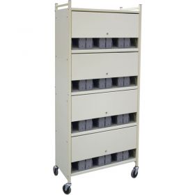 Omnimed Standard Vertical Cabinet Chart Rack with Locking Panel, 40 Binder Capacity, Lt. Gray