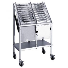 Omnimed Wheeled Chart Carrier, 2-Tier, 23"W x 13"D x 37"H, Anodized Aluminum