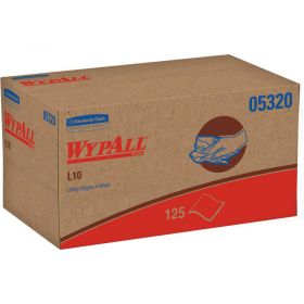 Wypall l10 utility wipes, 9 x 10-1/2, pop-up box, white, 125/box, 18 boxes/carton - 05320
