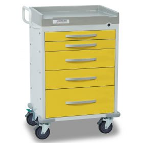 Detecto Rescue Series Isolation Medical Cart, White Frame with 6 Yellow Drawers