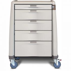 Capsa Healthcare Avalo Treatment Cart, 5 Drawers, Core Lock, 2 Handles, Light Crme
