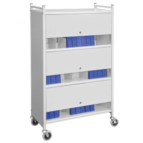 Omnimed Versa Cabinet Style Rack with Locking Panels, 3 Shelves, Light Gray