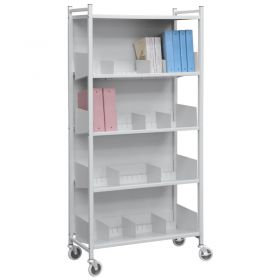 Omnimed versa multi-purpose open style rack, 4 shelves, light gray