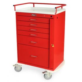 Harloff Classic Tall Six Drawer Emergency Cart, Standard Package, Red - 6400Q