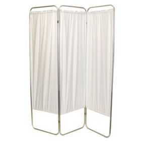 FEI King Size 3-Panel Privacy Screen with Casters, 6 mil Vinyl Panels, 85"W x 68"H, White