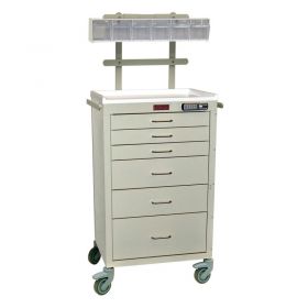 Harloff Mini24 Six Drawer Anesthesia Cart, Electronic Lock and Accessory Package, Beige - 4156E-ANS