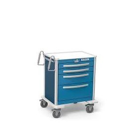 Waterloo Healthcare 4-Drawer Aluminum Short Emergency Cart, Lever Lock, Electric Blue