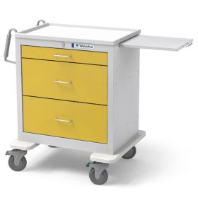 Waterloo Healthcare 3-Drawer Steel Short Isolation Cart, Key Lock, Yellow