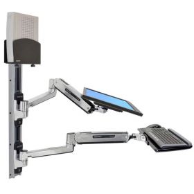 Ergotron 45-359-026 LX Sit-Stand Wall Mount System with Small CPU Holder