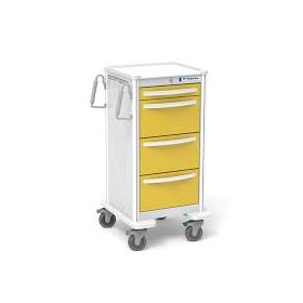 Waterloo Healthcare 4-Drawer Aluminum Junior X-Tall Isolation Cart, Key Lock, Yellow
