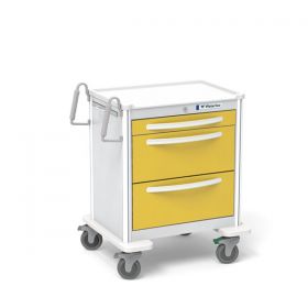 Waterloo Healthcare 3-Drawer Aluminum Short Isolation Cart, Key Lock, Yellow