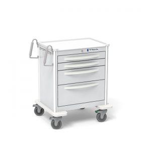 Waterloo Healthcare 4-Drawer Aluminum Tall Treatment Cart, Key Lock, Light Gray
