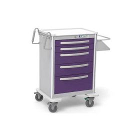 Waterloo Healthcare 5-Drawer Aluminum Tall Treatment Cart, Key Lock, Violet