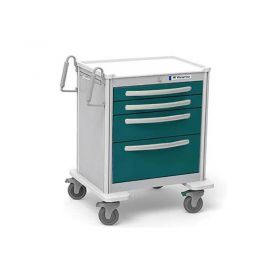 Waterloo Healthcare 4-Drawer Aluminum Short Treatment Cart, Level Lock, Teal Green