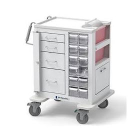 Waterloo Healthcare 4-Drawer Steel Short Phlebotomy Cart, Gate Lock Bar Locks All Drawers, White
