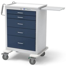 Waterloo Healthcare 5-Drawer Steel Tall Anesthesia Cart, Key Lock, Dark Blue