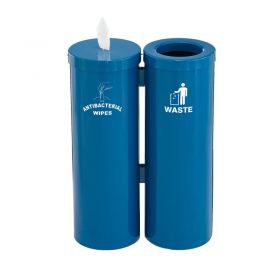 Glaro Floor Standing Sanitary Wipe Dispenser  Receptacle wLogo Blue