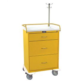 Lakeside C-330-K-1Y Classic 3-Drawer Medical Isolation Cart, Yellow, Key Lock