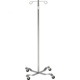 Drive Medical 13033 Economy Removable Top IV Pole, Chrome Plated Steel, 2 Hook, 40"- 82" Height