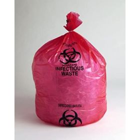 High Density Red Infectious Waste Liner,17 Microns,36" x 48",Pkg Qty 250