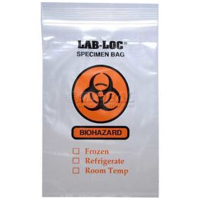 Reclosable 3-Wall Specimen Transfer Bag (Biohazard),6" x 10",Clear,Pkg Qty 1000