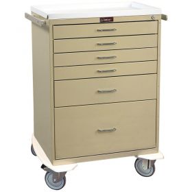 Harloff Six Drawer Procedure Cart, Key Lock Standard Package, Sand - 6450