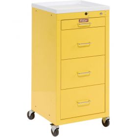 Harloff Mini-Line Tall Four Drawer Isolation Cart, Key Lock, Yellow - 3154K