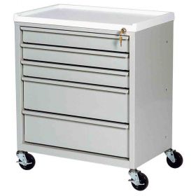 Harloff Compact Economy Treatment Cart with Five Drawers, Light Gray - ETC-5