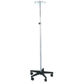 Blickman 7795SS-4 Hackensack Stainless Steel IV Stand with 5-Leg Base, 4-Hook, 74"-110" Height