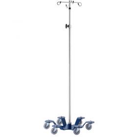 Blickman 1370-4 Heavy Duty Chrome IV Stand with 6-Leg Base, 4-Hook, 52"- 90" Height