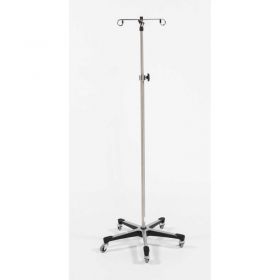 Blickman 1415SS-4 Stainless Steel IV Stand with 5-Leg Base, 4-Hook, 52" - 94" Height