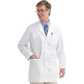 Fashion Seal Men's Lab Coat, 41"L, 100% Cotton, Size 44, White