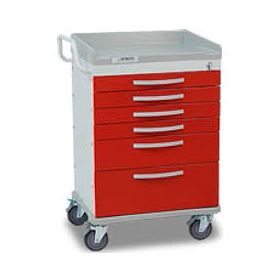 Detecto wc333369red-l loaded whisper er medical cart-6 red drawers