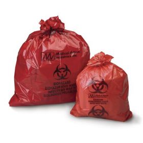 Biohazard Waste Bag, Red, 24" x 33", 1.5 Mil