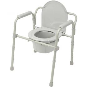 Drive Medical Folding Steel Bedside Commode, 350 lb. Weight Capacity